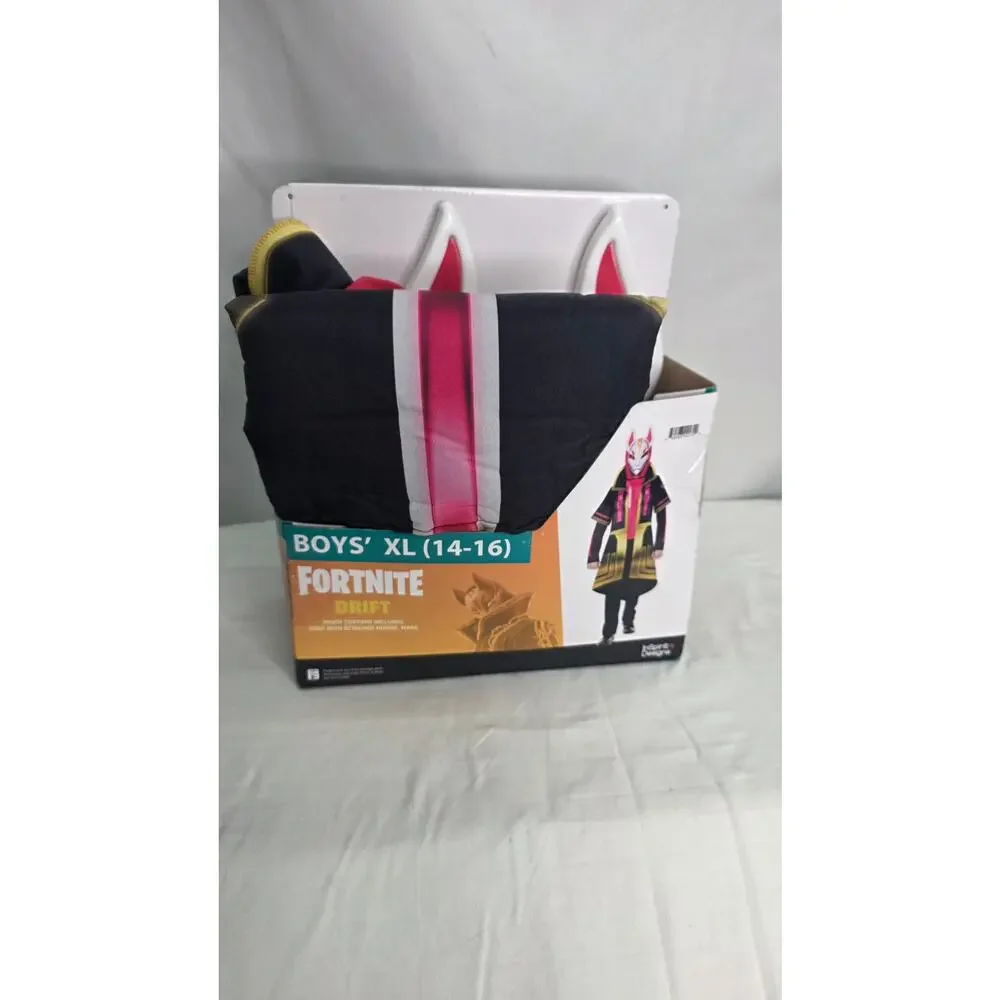 Fortnite Drift Youth Costume XL 14-16  Plastic Mask Jumpsuit Halloween New